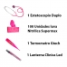 Kit Veterinario Basico Rosa Luva Nitrilica , Lanterna LED , Estetoscopio e Termometro